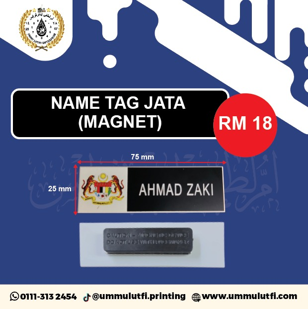 Name Tag Jata (Magnet) 75mm x 25mm — RM 18