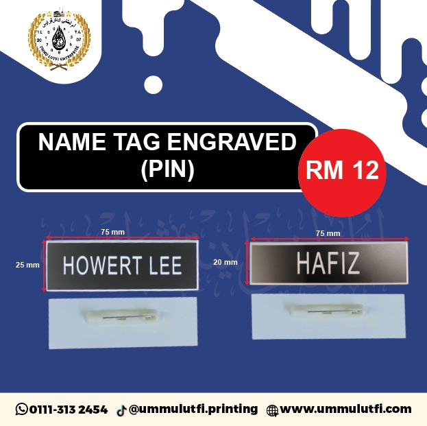 Name Tag Engraved (Pin) — RM 12